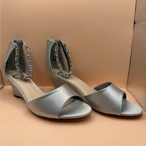 Journee Collection-Elegant Silver Women's Wedge Heels Size 9